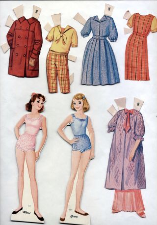 Vintage Whitman 4401 TEEN TIME paper dolls 1960 cut/very w/box 2