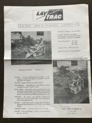 Laytrac Tractor Co.  Mini Riding Dozer Crawler Brochure Vintage Rare