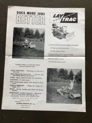 LAYTRAC Tractor Co.  mini Riding Dozer Crawler Brochure Vintage RARE 2