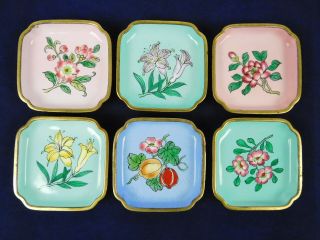 6 Vintage Floral Porcelain Salt Butter Pats Patties Salt Tea Bags Small Plates