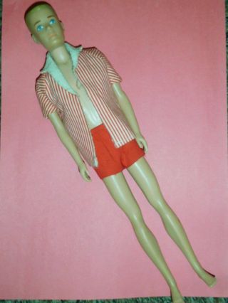 Vintage Ken Boy Doll Molded Blonde Hair In Swim Outfit