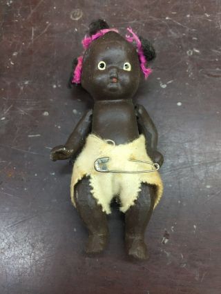 Antique Miniature Jointed Bisque Baby Black Americana Doll
