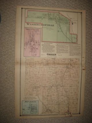 Antique 1874 Green Township Washingtonville Mahoning County Ohio Handcolored Map