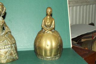 Antique Vintage Brass Lady Bell 5 1/4 " Tall Art Deco Lady
