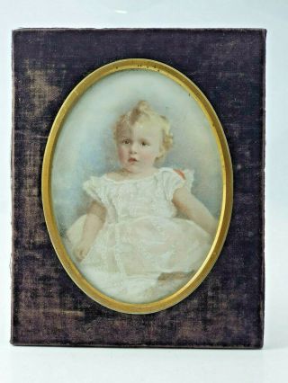 Painted Portrait Miniature Of A Young Girl Signed J.  Adams 1883