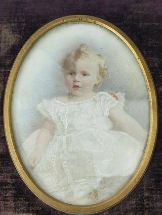 Painted Portrait Miniature of a young girl signed J.  Adams 1883 2
