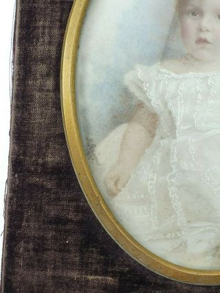 Painted Portrait Miniature of a young girl signed J.  Adams 1883 3
