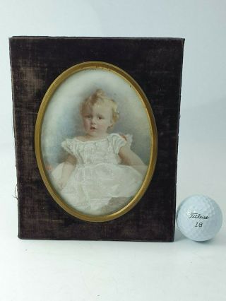 Painted Portrait Miniature of a young girl signed J.  Adams 1883 7