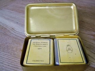 1914 WW1 ANTIQUE QUEEN MARY TIN TRENCH TROOPS CHRISTMAS GIFT CIGARETTES 8