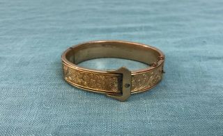 Antique Victorian Gold Filled Bangle Bracelet - Belt Buckle - Fits 7.  25 " Wrist
