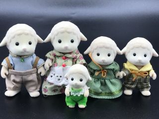 Calico Critter Sylvanian Families Dale Sheep Family of 5 RARE HTF EPOCH 2