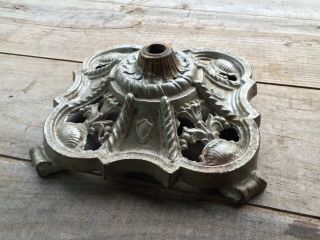 Antique Vtg Art Deco Cast Iron Metal Ornate Lamp Base Part Salvaged Steampunk