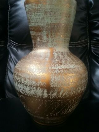 Vintage Stangl Pot Belly Vase Antique 22k Gold Finish 9.  5 " Tall