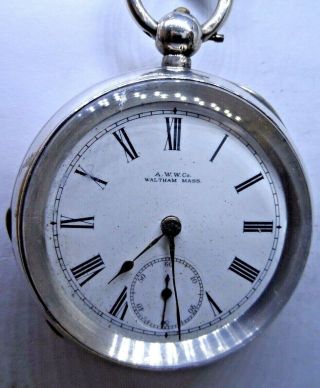 A & Substantial Antique Silver Waltham Pocket Watch 1896