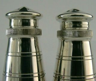 Novelty Solid Silver Light House Salt & Pepper Pots Norway 830s C1950