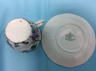 ANTIQUE ROYAL TUDOR WARE set of 6 teacups/saucers Lorna Doone bluebirds England 3