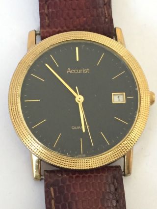 Vintage 1970’s “accurist” Gold Plated,  Snake Leather,  Men’s Watch Gw - Order