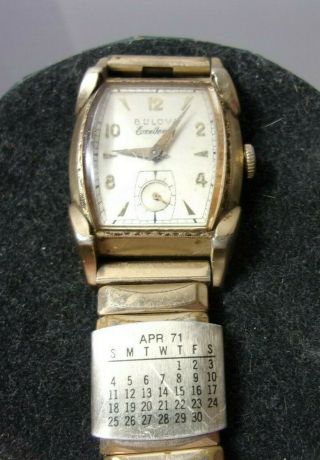Vintage Bulova Excellency Mens Mechanical 21 Jewel 10k Gold Filled Wrist Watch
