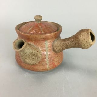 Japanese Ceramic Teapot Kyusu Brown Strainer Vtg Pottery Sencha Pt268
