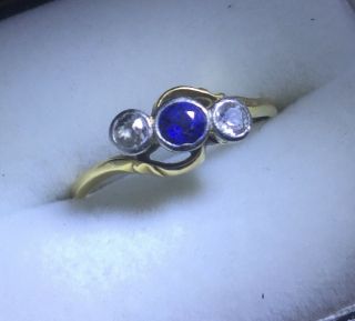18ct Gold Diamond And Sapphire Antique Engagement Ring