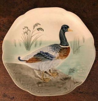 Antique French Majolica Plate Choisy Le Roi Boulanger Duck Décor France
