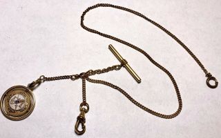 Antique Vintage Gold Filled Watch Fob Watch Chain With Pendant