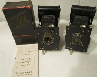 2 1920s Antique Kodak Vest Pocket Autographic Strut Folding Bellows 127 Film