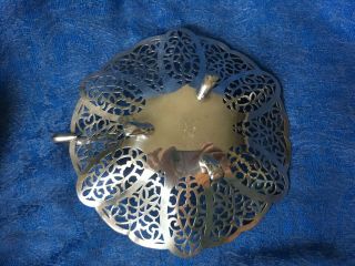 Silver Lovelace Pattern No.  1428 3 Footed Bon Bon Dish with Handle and Reticulate 2