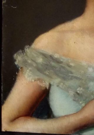 Antique 19th Century French Impressionist Oil Painting Portrait of Society Lady 7