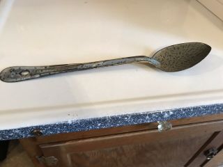 Antique,  Vintage Serving Spoon,  Enamelware,  Graniteware,  Speckled Gray
