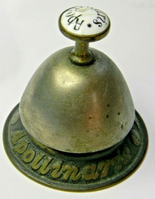 Rare Advertising Antique Brass Hotel Desk Bell Apollinaris Water Germany
