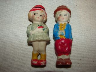 Vintage 2 Bisque Doll Frozen Charlotte Penny Style Japan 3 1/2 In Boy & Girl