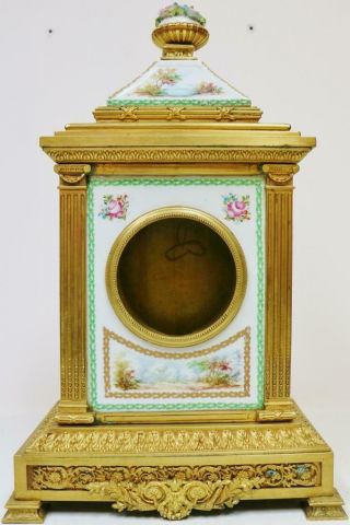 Antique French Bronze Ormolu & Sevres Porcelain Mantel Clock Case Clock Spares