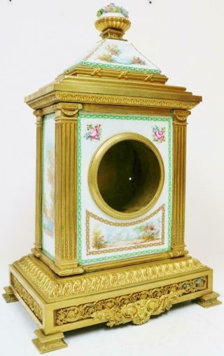 Antique French Bronze Ormolu & Sevres Porcelain Mantel Clock Case Clock Spares 7