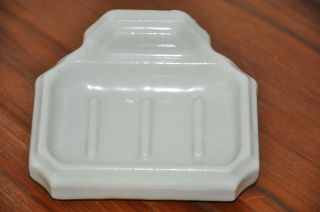 Antique Vtg 1920s Art Deco Porcelain Soap Dish Holder Wall Mount N10
