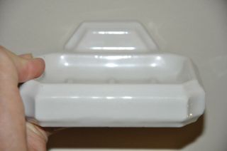 Antique Vtg 1920s Art Deco Porcelain Soap Dish Holder Wall Mount N10 5