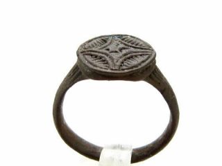 Authentic Crusader Bronze Ring With Cross On The Top,