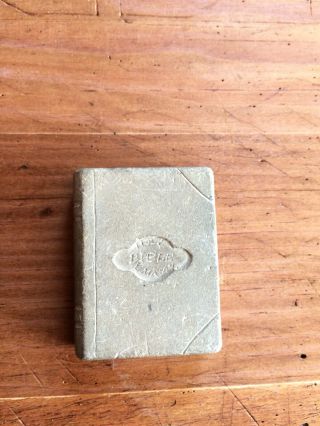 Antique Folk Art Carved Stone Book Form A Bible Signed By The Maker Very Small
