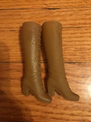 Vintage Barbie Squishy Rubber Brown Lace Up Gogo Heel Boots