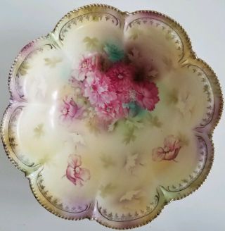Antique Rs Prussia Fine Bone Porcelain Bowl Art Nouveau Hand - Paint Floral Rose