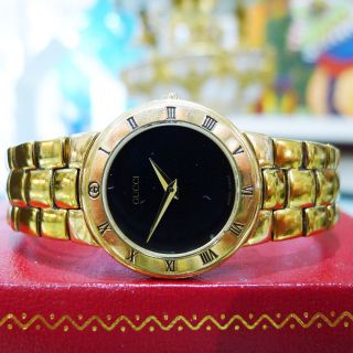 Gucci Gold Plated Round Roman Numbers Quartz Watch Ref: 3300.  2.  L