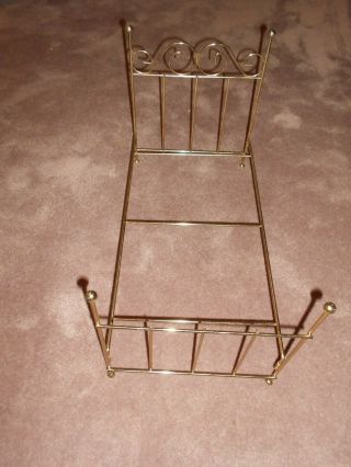 Vintage 4 POSTER METAL BRASS TONE Doll Bed Frame Fits 18” BABY DOLL CAT KITTY 4