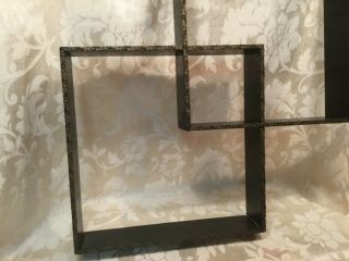 VTG,  Wood Shelf Interlocking Squares Wall Display Shelves,  Black,  /Carved w/Gold 2