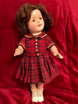 15 ",  Antique Shirley Temple Doll Look - Alike With Wig.  Stand Incl.