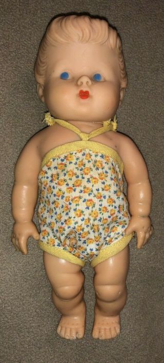 Adorable Vintage 6 1/2” Baby Doll Girl Cute Unmarked Blue Eyes