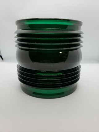 Green Fresnel Nautical Lense - Rubal - Anchor - Drum Lens - 5 1/4 " High 5 1/4 Wide
