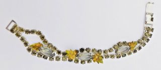 Antique Rhinestone Bracelet With Stones And Leaves Art Deco Vtg Rare