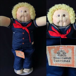 24” All Cloth Cabbage Patch Little People Doll – Boy In Sailor Suit,  Faded Sign.