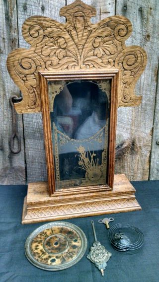 Antique Sessions Clock Case,  With Glass,  Face,  Key,  Parts/ Repair