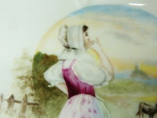 Hand Painted LIMOGES Antique TRAY Victorian PLATTER Plate Girl Calling Cows Milk 3